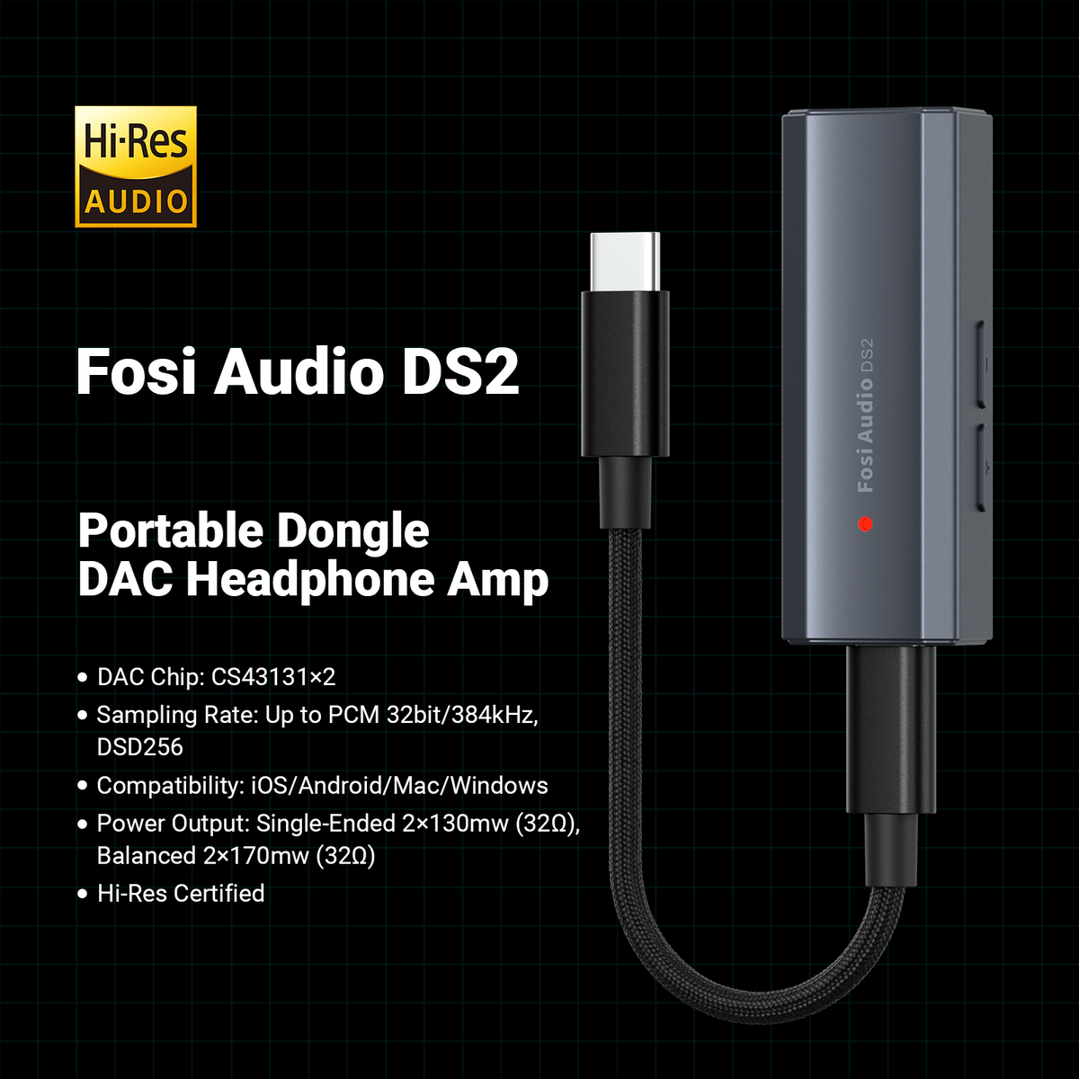 Fosi Audio DS2 Dongle DAC Headphone Amplifier