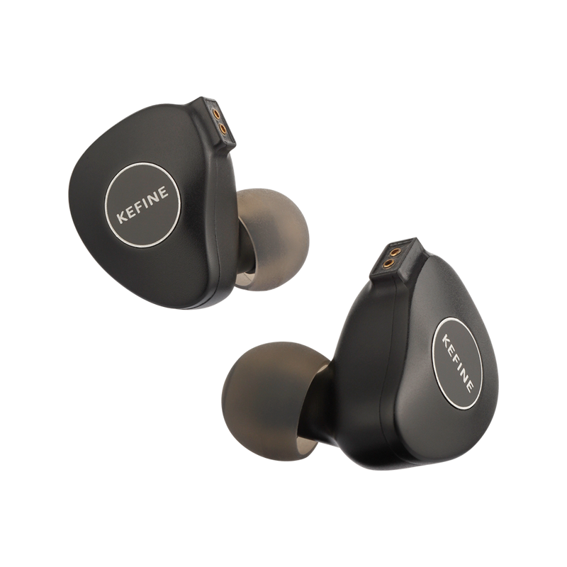 Kefine Klanar IEM black CNC aluminum shell with gold ring design detail
