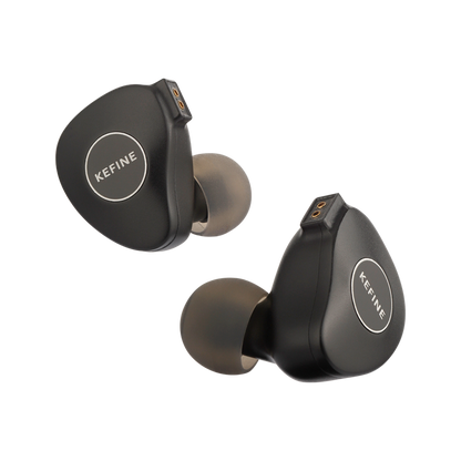 Kefine Klanar IEM black CNC aluminum shell with gold ring design detail